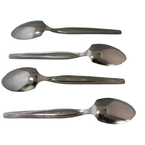 Stainless Steel-Cross Pattern Grapefruit/Citrus serrated spoon, set of 4 Japan - Picture 4 of 6